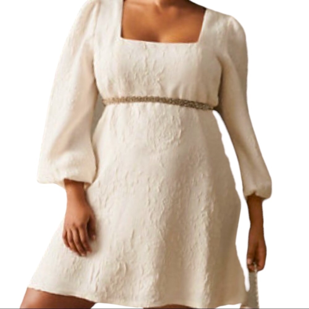 New Sachin & Babi BHLDN Rhinebeck 16/XL Ivory Textured Floral SquareNeck Bridal